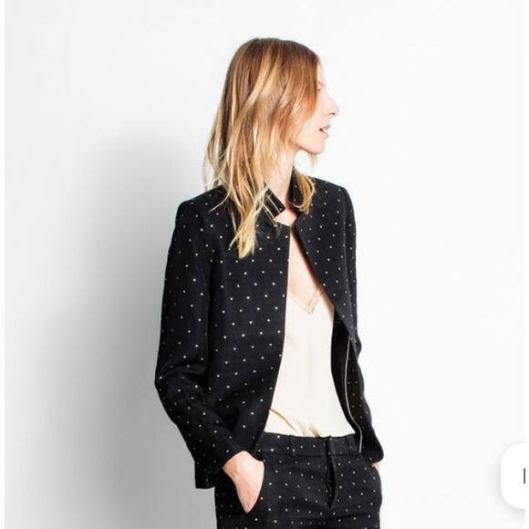 Zadig Voltaire Blazer Womens 2 Volly Deluxe Jacket Black Gold Star Work Business - Picture 1 of 12